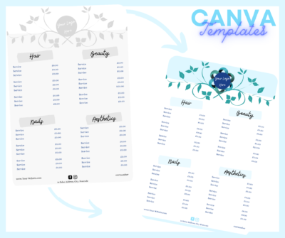 Canva salon price templates | beautyboo