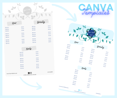 Canva salon price templates | beautyboo