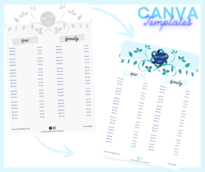 Canva salon price templates | beautyboo