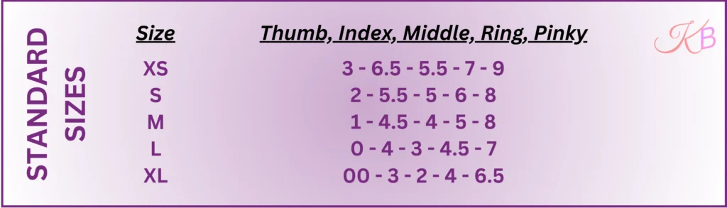 Standard Press on Sizes